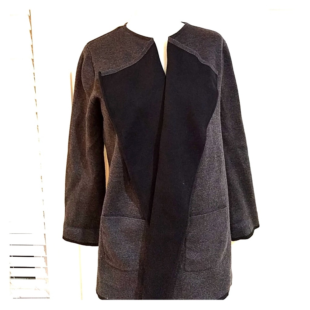 NWT Alfani Dark Gray Black Sweater Coat w/ Pockets - Picture 1 of 7